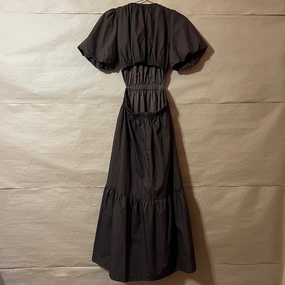 Meet Me in Santorini | NWT Ashley Poplin Cutout Maxi Dress Puff Brown Size S - Picture 9 of 12